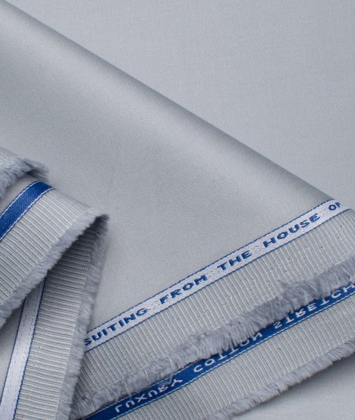 Burgoyne Men's Cotton Solids 1.50 Meter Unstitched Stretchable Cotton Trouser Fabric (Light Cloud Grey)