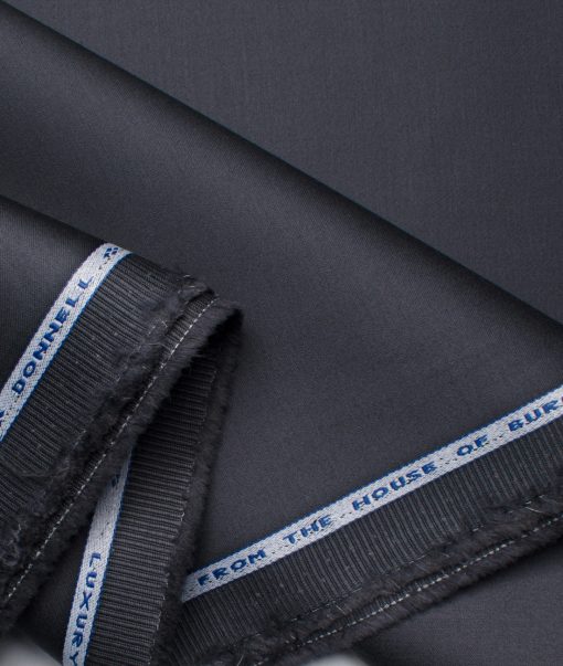 Burgoyne Men's Cotton Solids 1.50 Meter Unstitched Stretchable Cotton Trouser Fabric (Dark Grey)