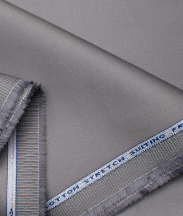 Burgoyne Men's Cotton Solids 1.50 Meter Unstitched Stretchable Cotton Trouser Fabric (Fossil Grey)