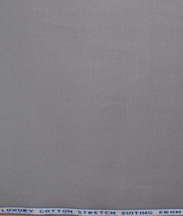 Burgoyne Men's Cotton Solids 1.50 Meter Unstitched Stretchable Cotton Trouser Fabric (Fossil Grey)