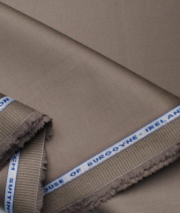 Burgoyne Men's Cotton Solids 1.50 Meter Unstitched Stretchable Cotton Trouser Fabric (Sand Stone Beige)