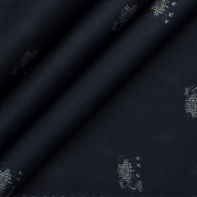 Cadini Men's Premium Cotton Printed 2.25 Meter Unstitched Shirting Fabric (Navy Blue)