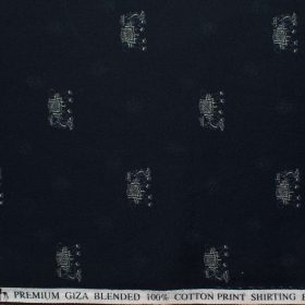 Cadini Men's Premium Cotton Printed 2.25 Meter Unstitched Shirting Fabric (Navy Blue)