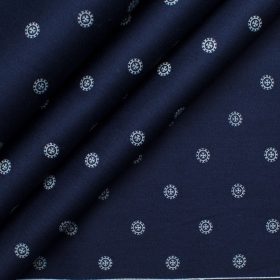 Cadini Men's Premium Cotton Printed 2.25 Meter Unstitched Shirting Fabric (Royal Blue)