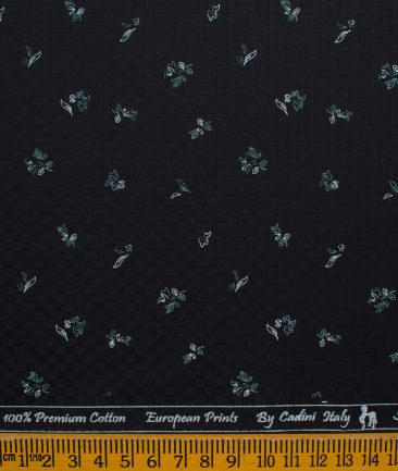 Cadini Men's Premium Cotton Printed 2.25 Meter Unstitched Shirting Fabric (Black)