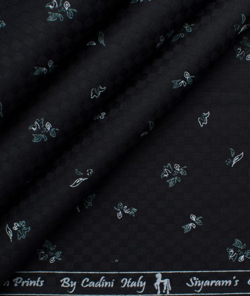 Cadini Men's Premium Cotton Printed 2.25 Meter Unstitched Shirting Fabric (Black)