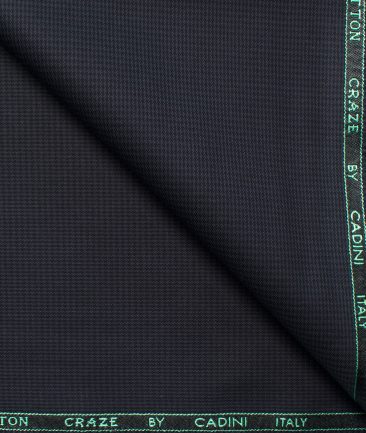 Cadini Men's Superfine Cotton Houndstooth 1.50 Meter Unstitched Superfine Cotton Trouser Fabric (Dark Grey)