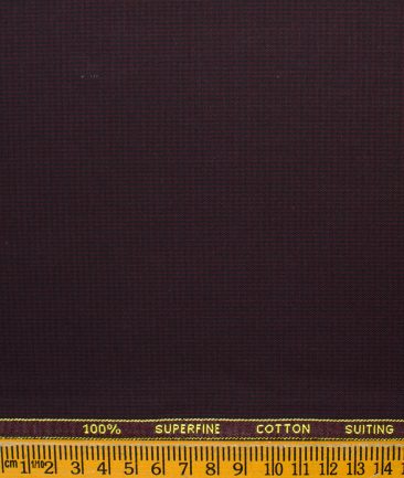 Cadini Men's Superfine Cotton Houndstooth 1.50 Meter Unstitched Superfine Cotton Trouser Fabric (Dark Wine)