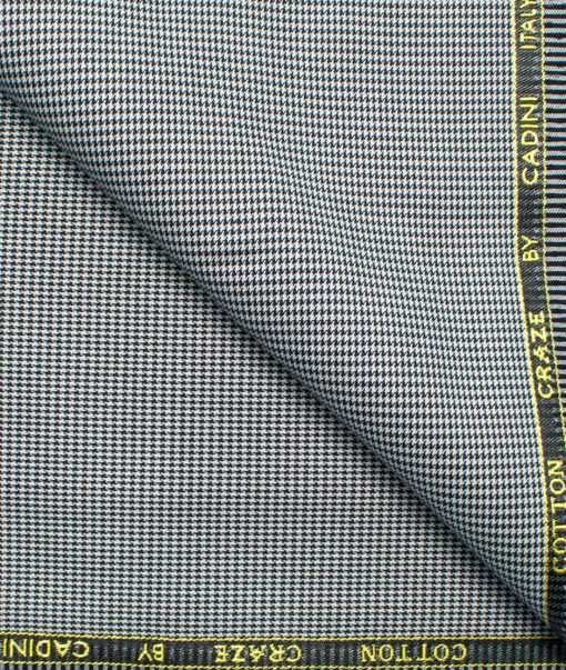 Cadini Men's Superfine Cotton Houndstooth 1.50 Meter Unstitched Superfine Cotton Trouser Fabric (White & Black)