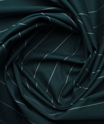 Luthai Men's Giza Cotton Striped 2.25 Meter Unstitched Shirting Fabric (Dark Pine Green)