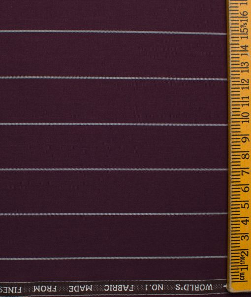 Luthai Men's Giza Cotton Striped 2.25 Meter Unstitched Shirting Fabric (Dark Wine)