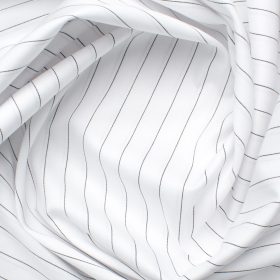 Luthai Men's Giza Cotton Striped 2.25 Meter Unstitched Shirting Fabric (White & Black)