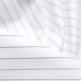 Luthai Men's Giza Cotton Striped 2.25 Meter Unstitched Shirting Fabric (White & Black)