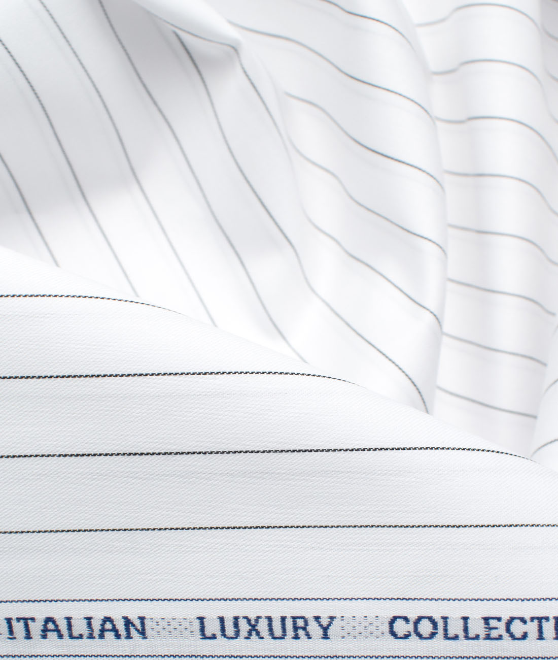 Luthai Men's Giza Cotton Striped Unstitched Shirting Fabric (White & Black)