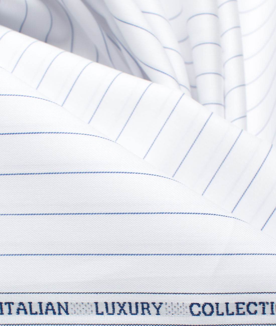 Luthai Men's Giza Cotton Striped Unstitched Shirting Fabric (White & Blue)