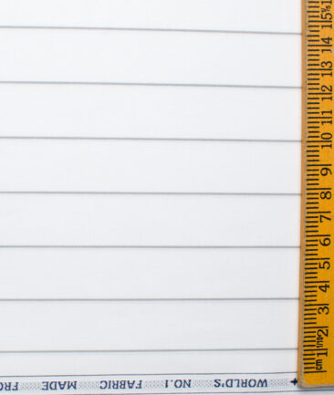 Luthai Men's Giza Cotton Striped 2.25 Meter Unstitched Shirting Fabric (White & Grey)