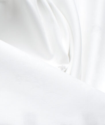 Luthai Men's Supima Cotton Self Design 2.25 Meter Unstitched Shirting Fabric (White & Grey)