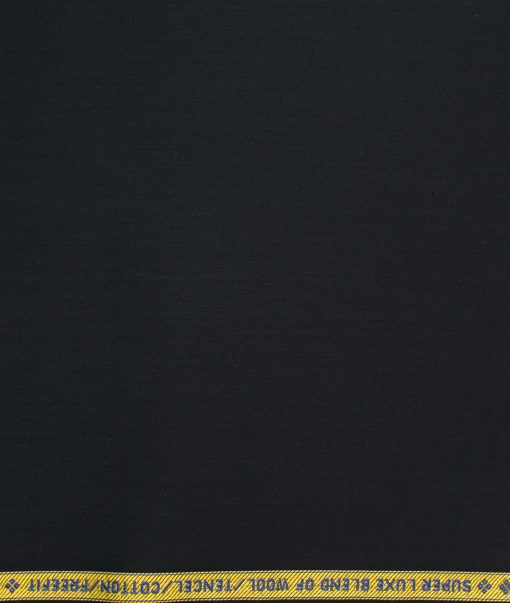 Luthai Men's Supima Cotton Solids 1.50 Meter Unstitched Stretchable Supima Cotton Trouser Fabric (Black)