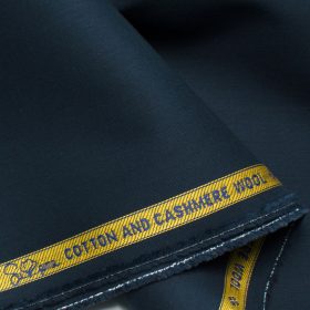 Luthai Men's Supima Cotton Solids 1.50 Meter Unstitched Stretchable Supima Cotton Trouser Fabric (Dark Blue)