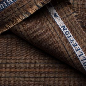 Raymond Men's Linen Checks 3.75 Meter Unstitched Suiting Fabric (Dark Brown)