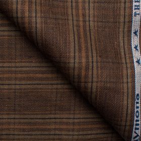 Raymond Men's Linen Checks 3.75 Meter Unstitched Suiting Fabric (Dark Brown)