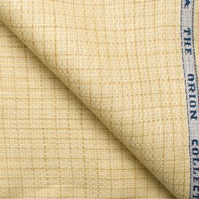 Raymond Men's Linen Checks 3.75 Meter Unstitched Suiting Fabric (Yellow)