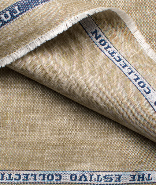 Raymond Men's Linen Self Design 3.75 Meter Unstitched Suiting Fabric (Oat Beige)