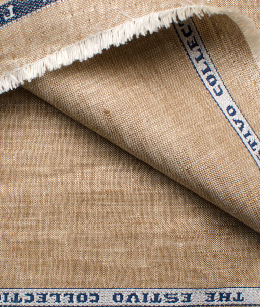 Raymond Men's Linen Self Design 3.75 Meter Unstitched Suiting Fabric (Sepia Beige)