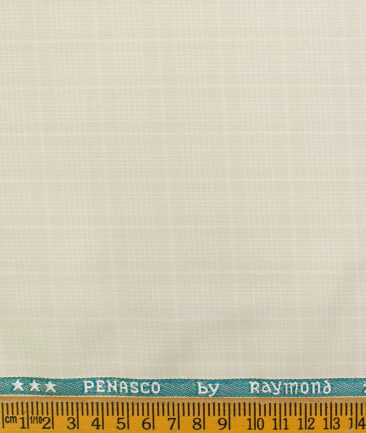 Raymond Men's Polyester Viscose Checks  Unstitched Suiting Fabric (Cream)