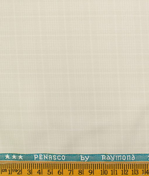 Raymond Men's Polyester Viscose Checks  Unstitched Suiting Fabric (Cream)