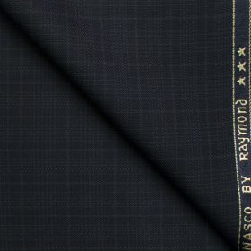 Raymond Men's Polyester Viscose Checks  Unstitched Suiting Fabric (Dark Blue)