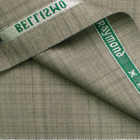 Raymond Men's Polyester Viscose Checks  Unstitched Suiting Fabric (Pistachious Beige)