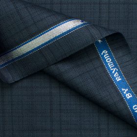 Raymond Men's Polyester Viscose Checks  Unstitched Suiting Fabric (Dark Blue)