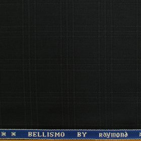 Raymond Men's Polyester Viscose Checks  Unstitched Suiting Fabric (Black)