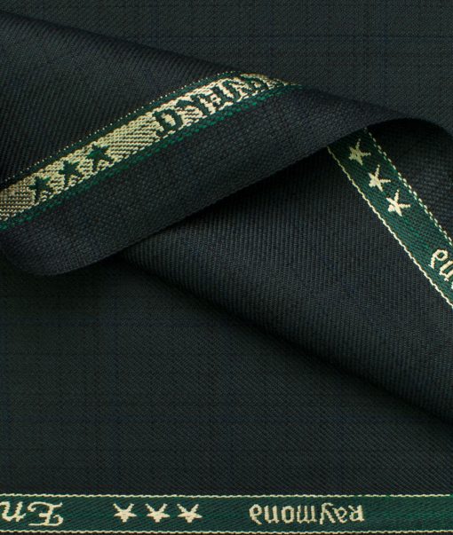 Raymond Men's Polyester Viscose Checks  Unstitched Suiting Fabric (Dark Green)