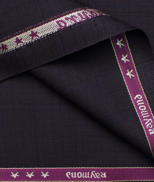 Raymond Men's Polyester Viscose Checks  Unstitched Suiting Fabric (Dark Purple)