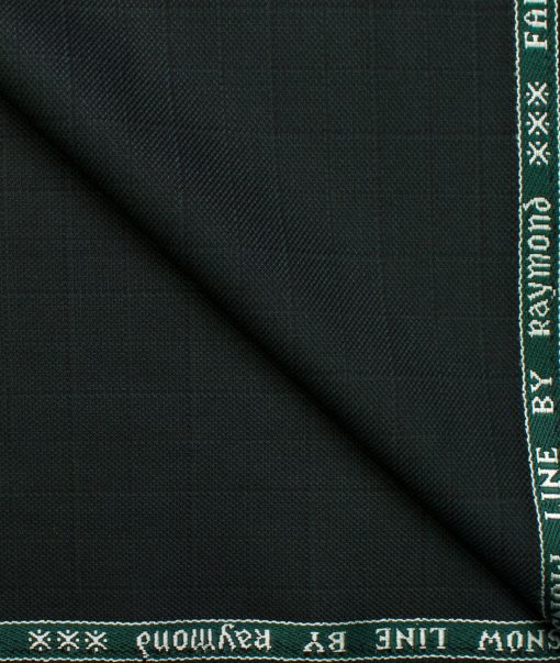 Raymond Men's Polyester Viscose Checks  Unstitched Suiting Fabric (Dark Green)