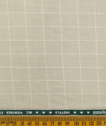Raymond Men's Polyester Viscose Checks  Unstitched Suiting Fabric (Beige)
