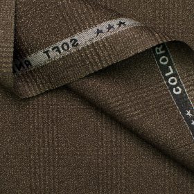 Raymond Men's Terry Rayon Checks  Unstitched Suiting Fabric (Brown)