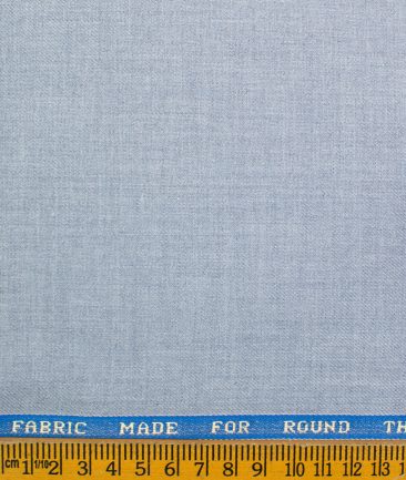 Raymond Men's Polyester Viscose Self Design  Unstitched Suiting Fabric (Light Blue)