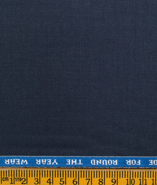 Raymond Men's Polyester Viscose Self Design  Unstitched Suiting Fabric (Dark Blue)