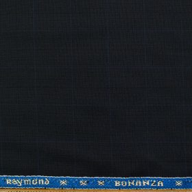 Raymond Men's Polyester Viscose Checks  Unstitched Suiting Fabric (Dark Navy Blue)