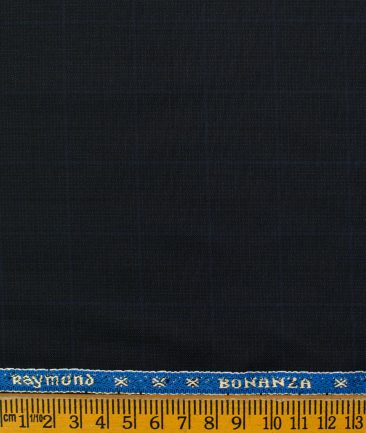 Raymond Men's Polyester Viscose Checks  Unstitched Suiting Fabric (Dark Navy Blue)