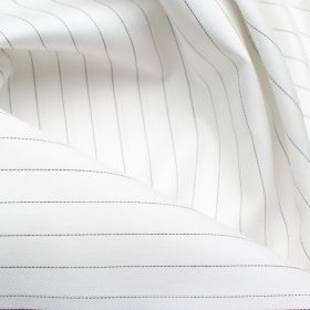 Soktas Men's Giza Cotton Striped 2.25 Meter Unstitched Shirting Fabric (White & Black)