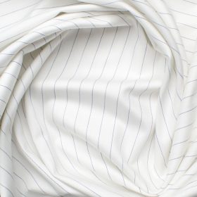 Soktas Men's Giza Cotton Striped 2.25 Meter Unstitched Shirting Fabric (White & Blue)
