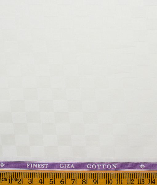 Soktas Men's Giza Cotton Self Design 2.25 Meter Unstitched Shirting Fabric (Cream)
