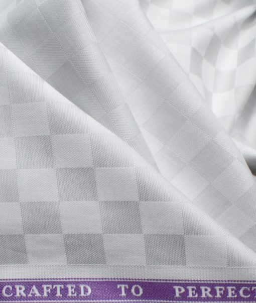 Soktas Men's Giza Cotton Self Design 2.25 Meter Unstitched Shirting Fabric (Light Grey)