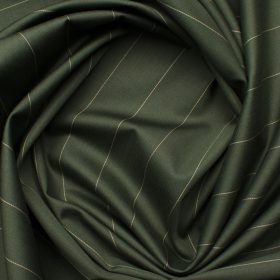 Soktas Men's Giza Cotton Striped 2.25 Meter Unstitched Shirting Fabric (Seaweed Green)