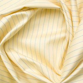 Soktas Men's Giza Cotton Striped 2.25 Meter Unstitched Shirting Fabric (Yellow)