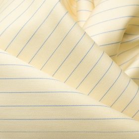 Soktas Men's Giza Cotton Striped 2.25 Meter Unstitched Shirting Fabric (Yellow)